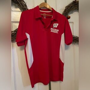 Prodege Wisconsin Badgers Red and White Polo Shirt Men's Size L